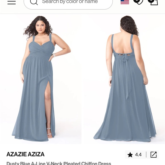 Azazie Aziza Maxi Dress in Dusty Blue - Picture 1 of 3